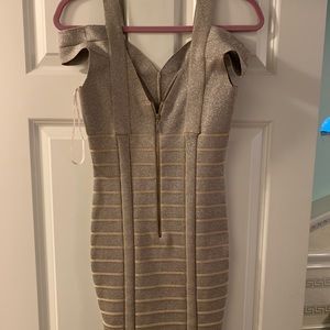 Gold sparkly bandage cocktail dress